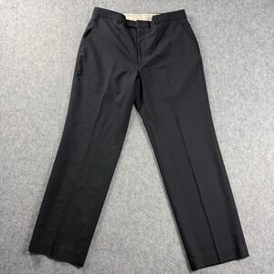 Austin Reed Mens Black Dress Pants 35X31  Flat Front Straight Leg Trousers Read